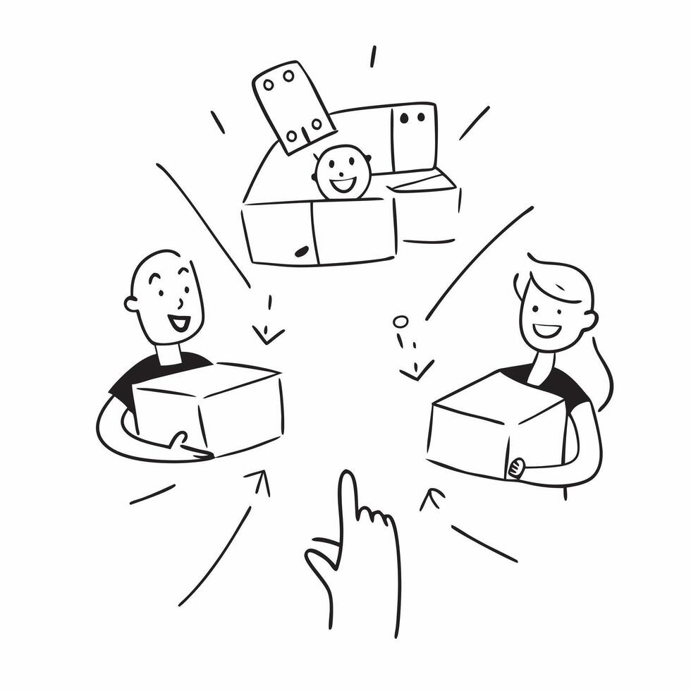 People with Sparkling Logistics Networks and Happy Smiles concept as A group of people managing sparkling logistics networks with happy smiles set against a whimsical background of pure Set 2 vector
