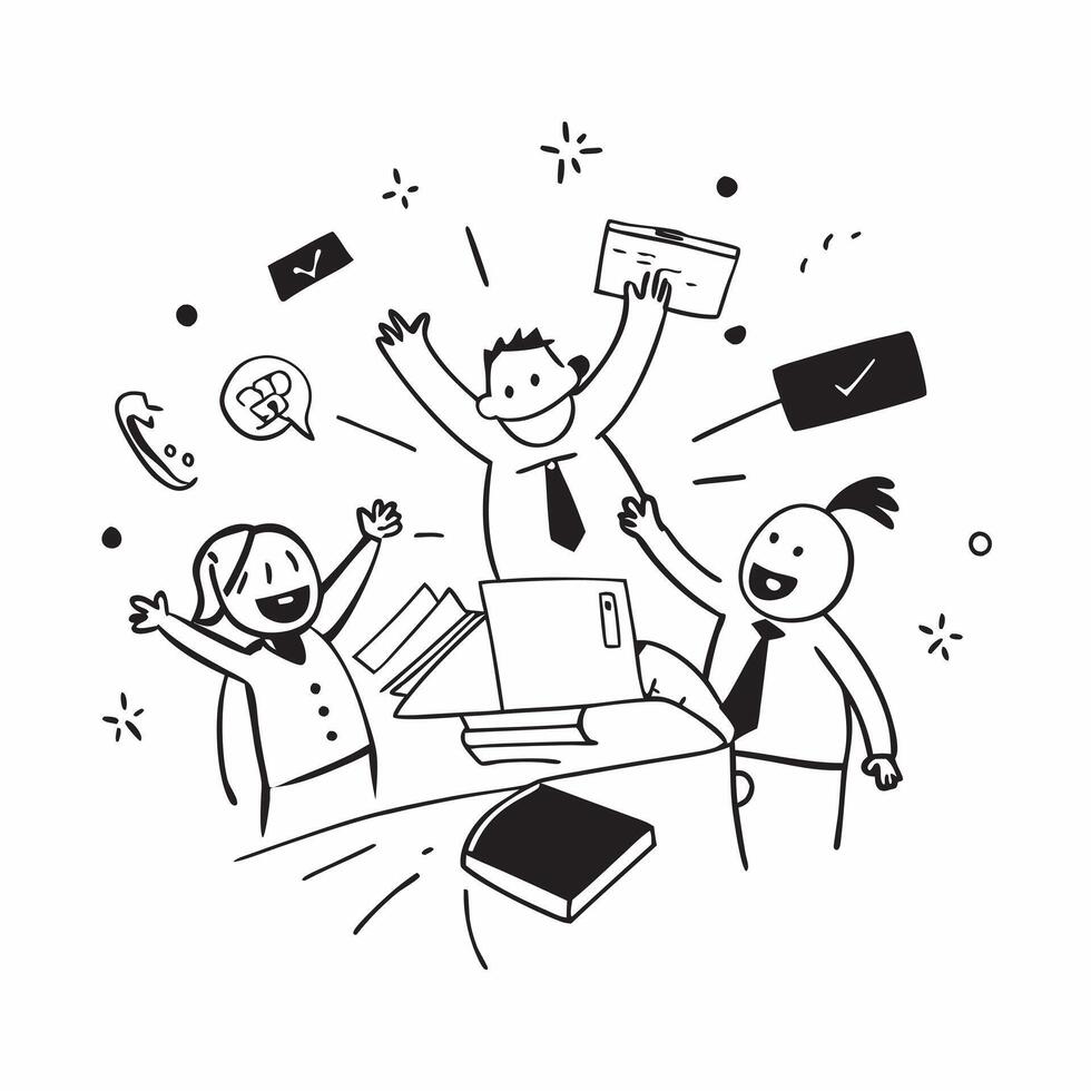 People with Sparkling Office Accessories and Happy Smiles concept as A group of people using sparkling office accessories with happy smiles set against a whimsical background offer pure vector