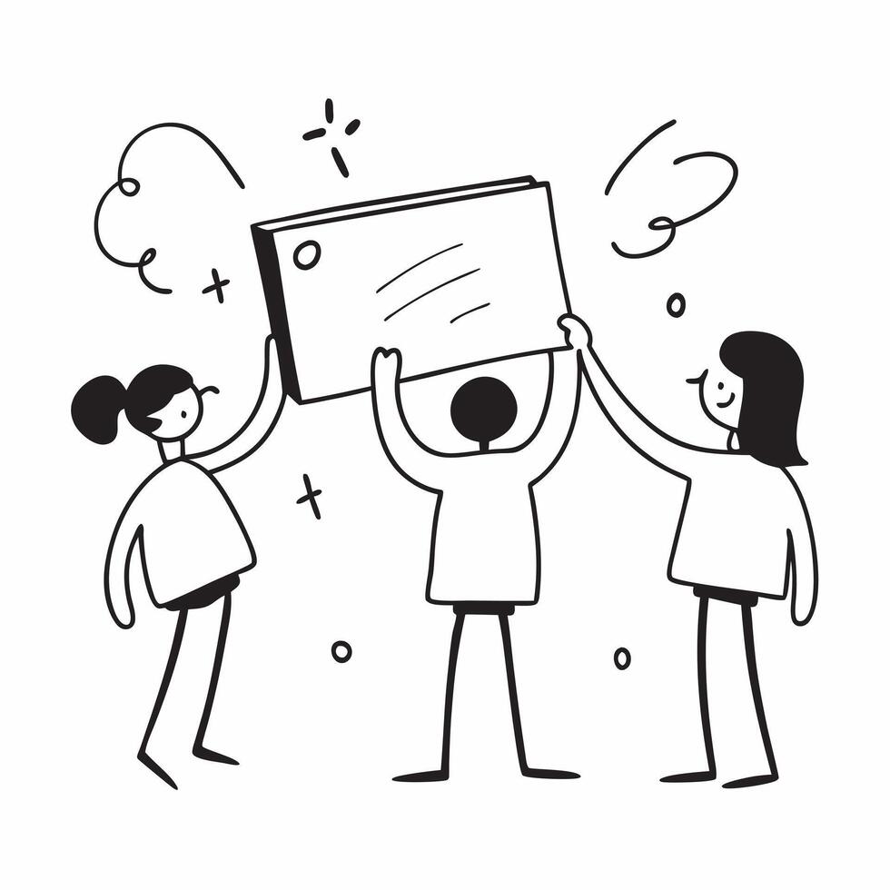People with Sparkling Presentation Boards and Joyful Expressions concept as A group of people using sparkling presentation boards with joyful expressions set against a whimsical ba pure Set 2 vector