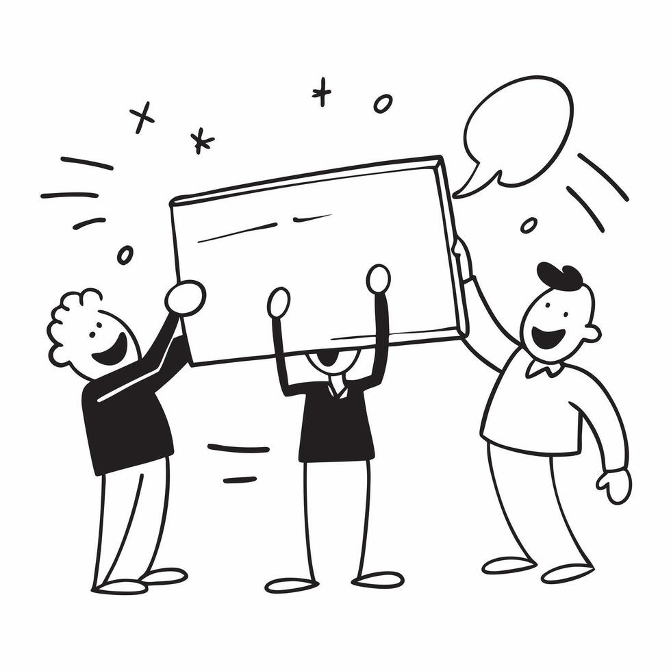 People with Sparkling Presentation Boards and Joyful Expressions concept as A group of people using sparkling presentation boards with joyful expressions set against a whimsical ba pure Set 3 vector