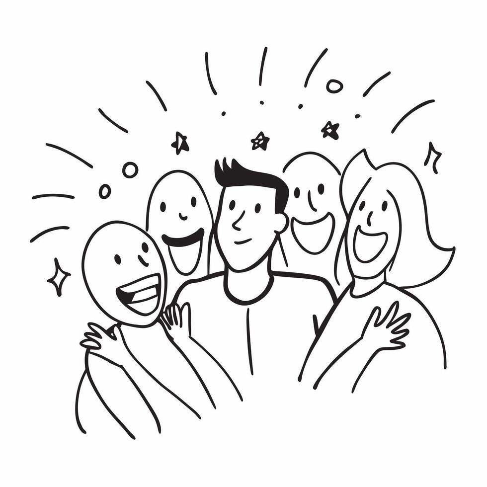 People with Sparkling Smiles and Happy Faces concept as A group of people with sparkling smiles and happy faces set against a whimsical background offering ample space for text or pure Set 3 vector