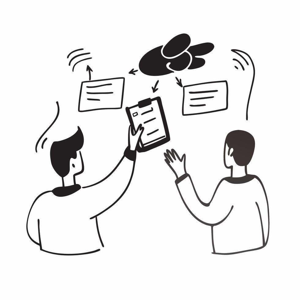 People with Watercolor Business Strategies and Tablets concept as A group of people discussing watercolor business strategies with tablets set against a dreamy background offering pure Set 5 vector