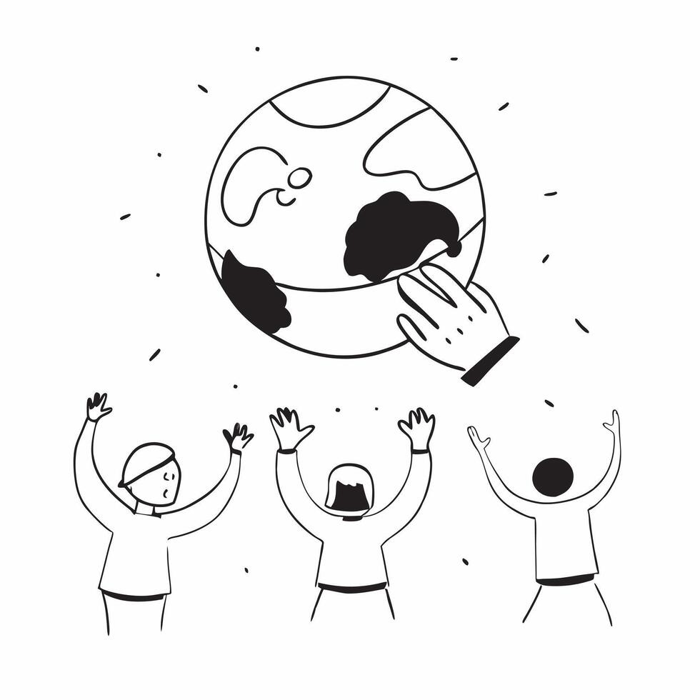 People with Watercolor Earth and Green Goals concept as A group of people setting watercolor earth and green goals set against a fantastical background offering ample space for tex pure Set 2 vector