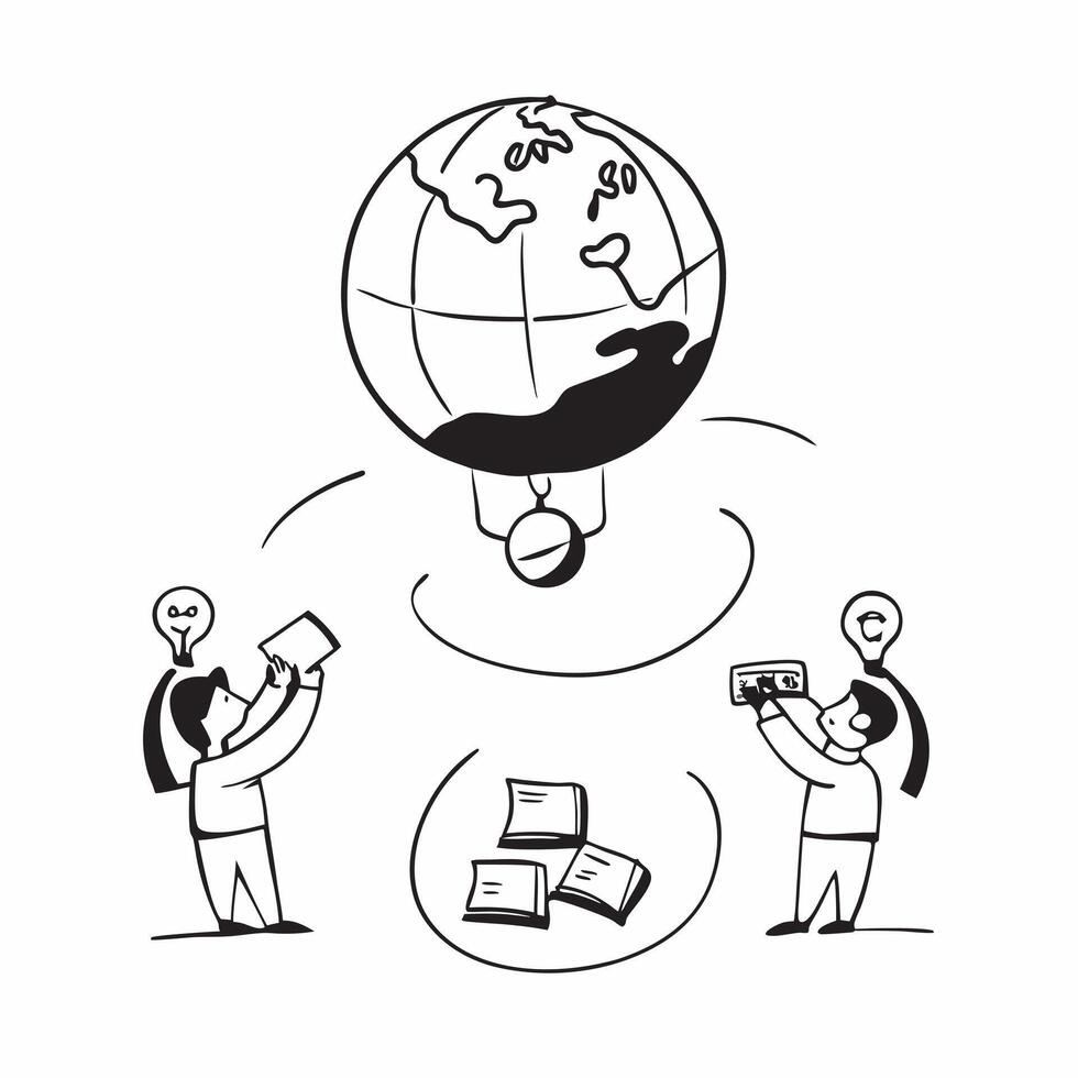 People with Watercolor Earth and Green Technologies concept as A group of people developing watercolor earth and green technologies set against a dreamy background offering ample s pure vector