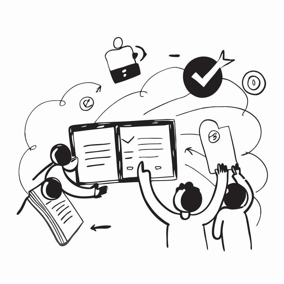 People with Watercolor Financial Goals and Tablets concept as A group of people setting watercolor financial goals with tablets set against a dreamy background offering ample space pure vector