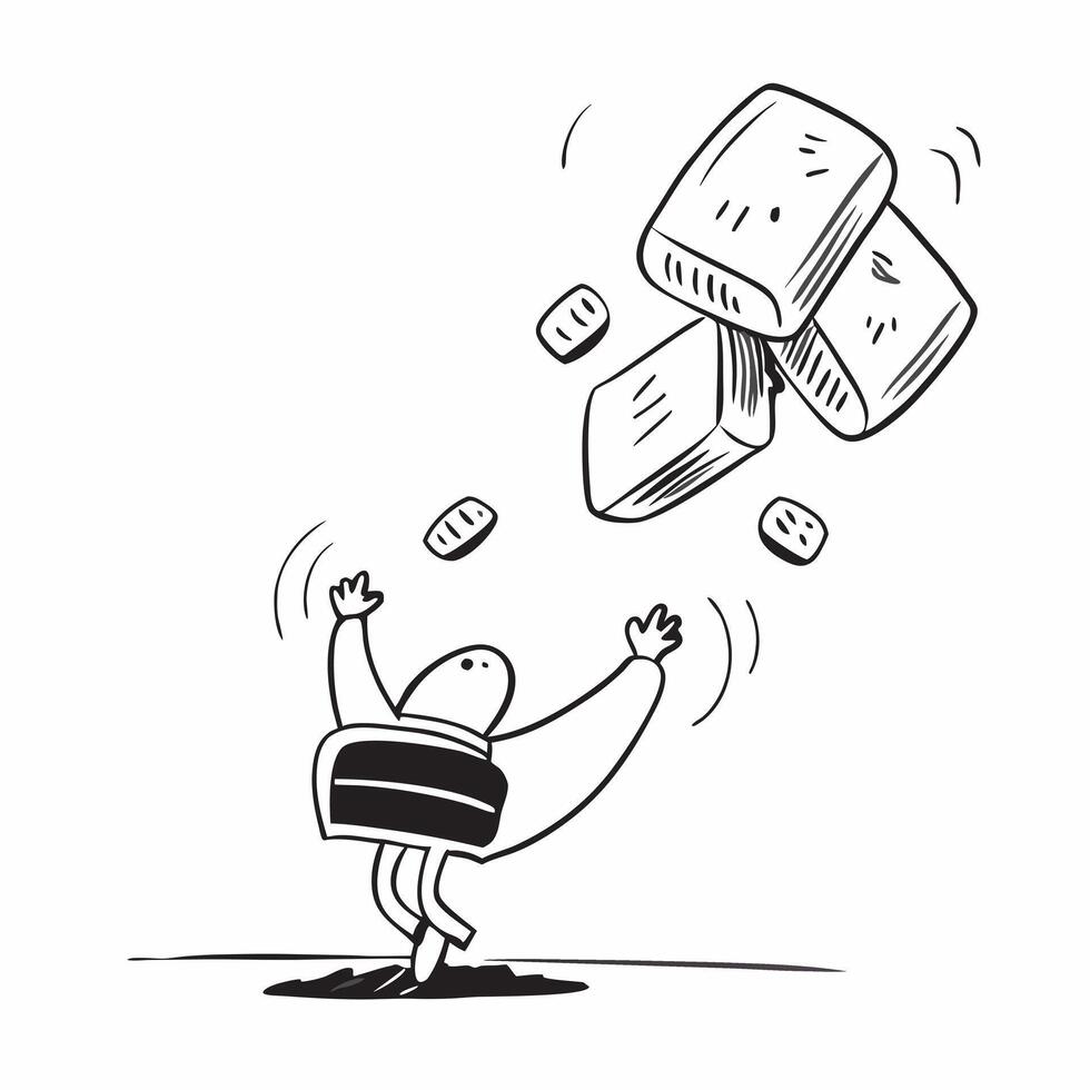 Person Catching Falling Money concept as A person catching falling money set against a clean background with ample copy space representing the concept of gaining wealth in Photo S pure vector