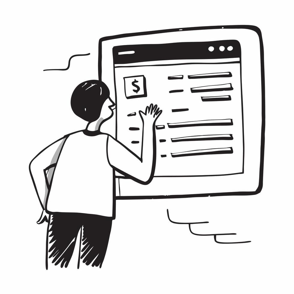 Person Reviewing Code on Abstract Glossy Screen concept as A person reviewing code on an abstract glossy screen representing remote work in technology and software development Cam pure vector