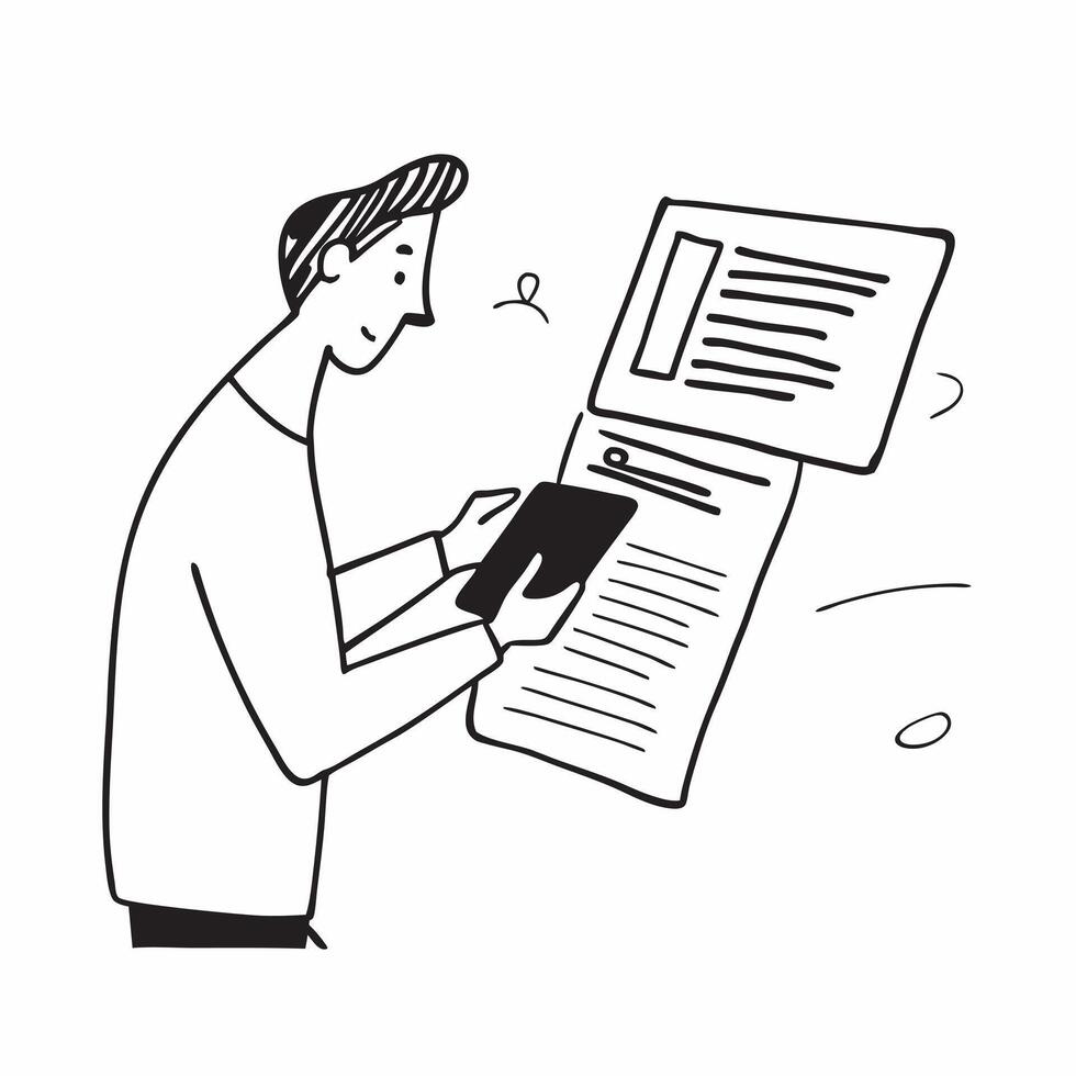 Person Reviewing Documents on Tablet with Glossy Finish concept as A person reviewing documents on a tablet with a glossy finish representing remote work efficiency and digital tra pure Set 5 vector
