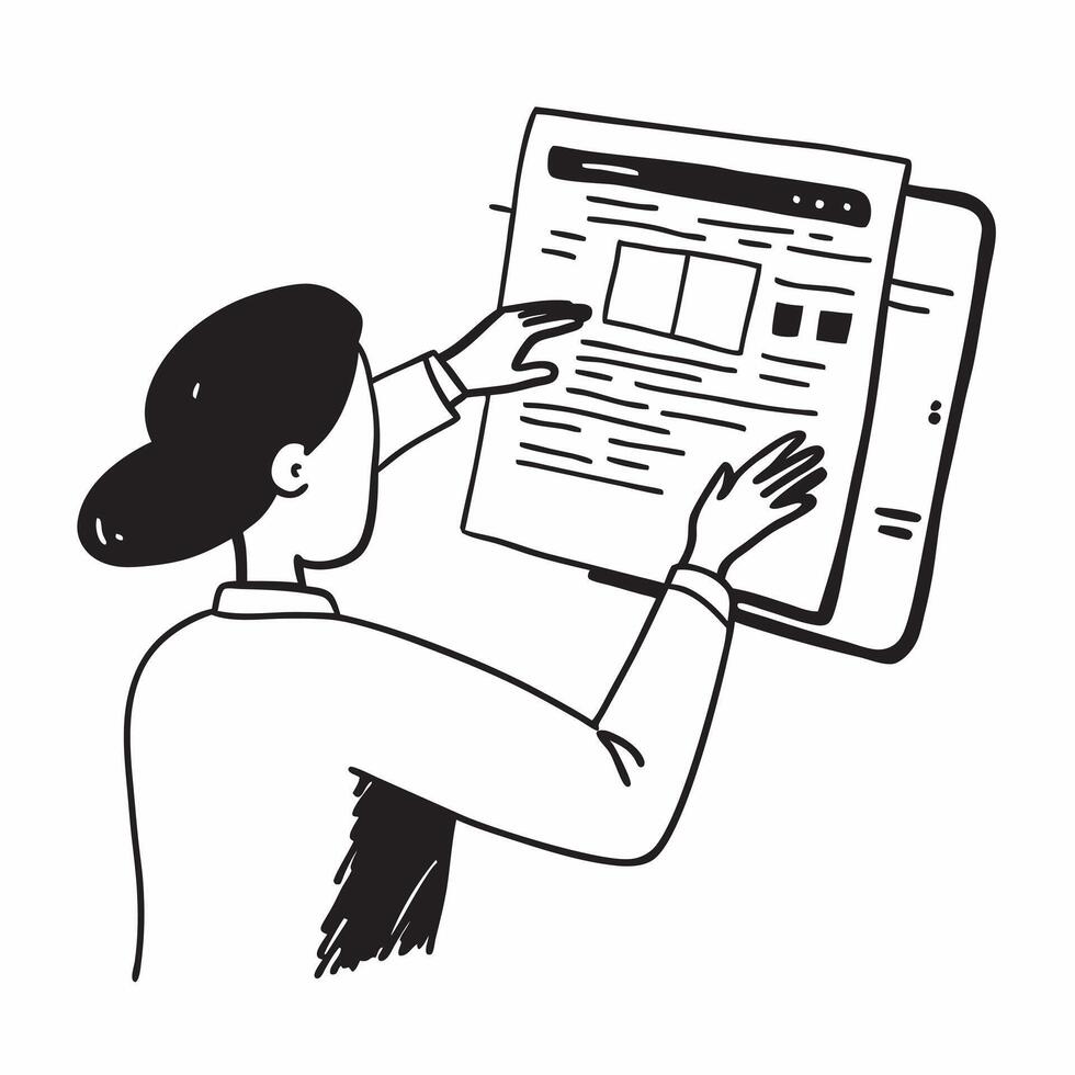 Person Reviewing Documents on Tablet with Glossy Finish concept as A person reviewing documents on a tablet with a glossy finish representing remote work efficiency and digital tra pure Set 8 vector