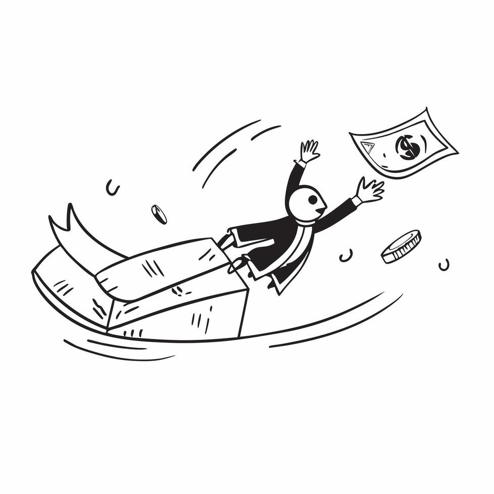 Person Riding on Flying Money concept as A person depicted riding on flying money set against a blank background with ample space for text or design elements symbolizing financial pure vector