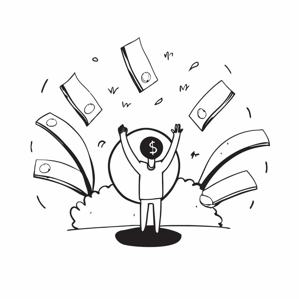 Person Surrounded by Money Trees concept as A person surrounded by trees made of money set against a blank background providing space for text or graphics symbolizing growth and fi pure vector