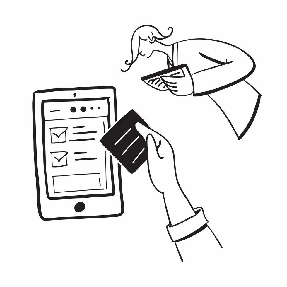 Person Using Banking App on Tablet concept as A person using a banking app on their tablet with a plain background providing ample space for text or design elements in Photo Stock pure Set 2 vector