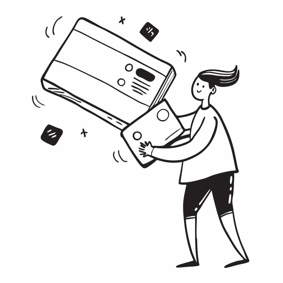 Person Using Digital Wallet for Online Shopping concept as A person using a digital wallet for online shopping with a plain background offering space for text or graphics in Photo pure Set 2 vector