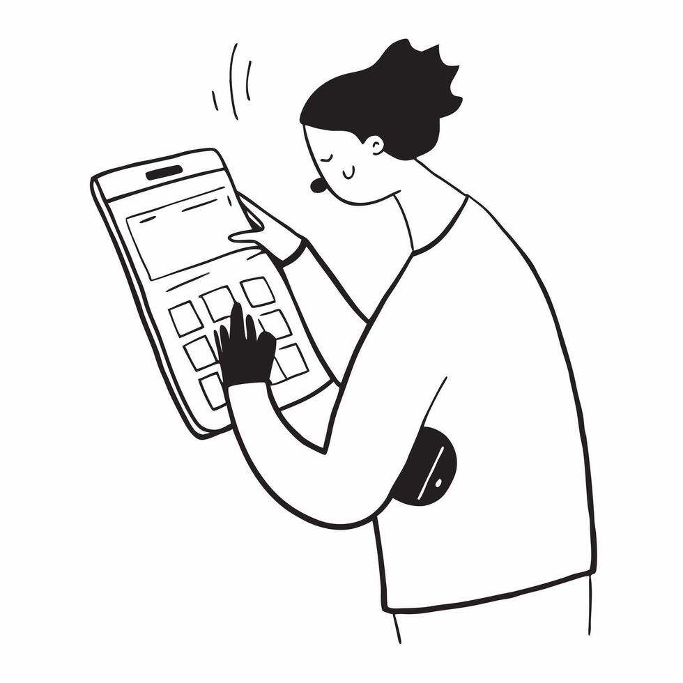 Person Using Financial Calculator on Phone concept as A person using a financial calculator app on their phone with a clean background providing ample space for text or graphics re pure vector