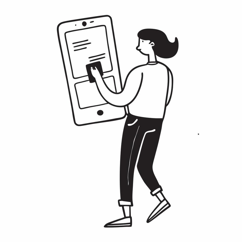 Person Using Mobile App for Retirement Planning concept as A person using a mobile app on their phone for retirement planning with a plain background offering ample space for text pure vector