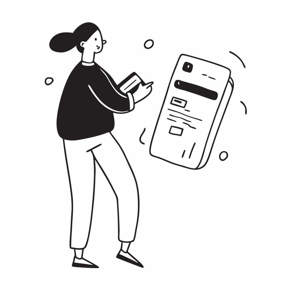 Person Using Mobile Banking to Send Money concept as A person using a mobile banking app to send money set against a clean background providing space for text or additional design pure vector