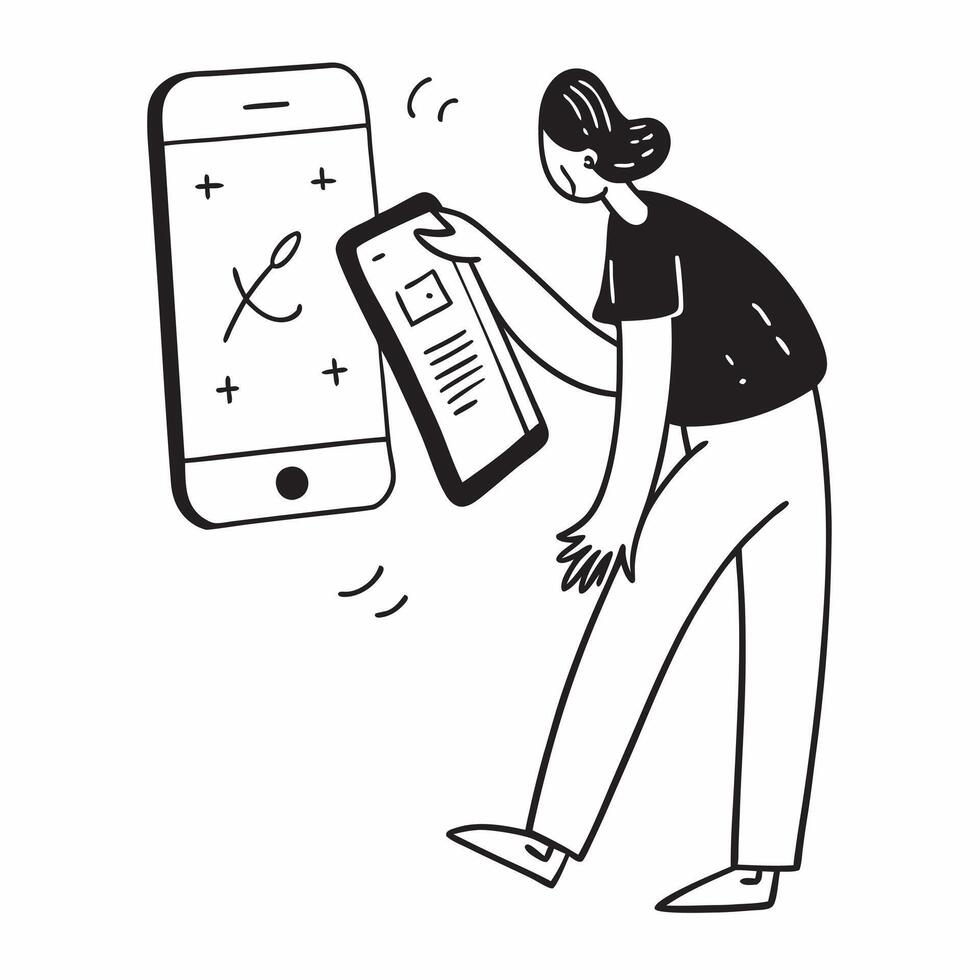 Person Using Mobile Banking App concept as A person using a mobile banking app on their smartphone set against a plain background to provide ample copy space for text or design ele pure vector