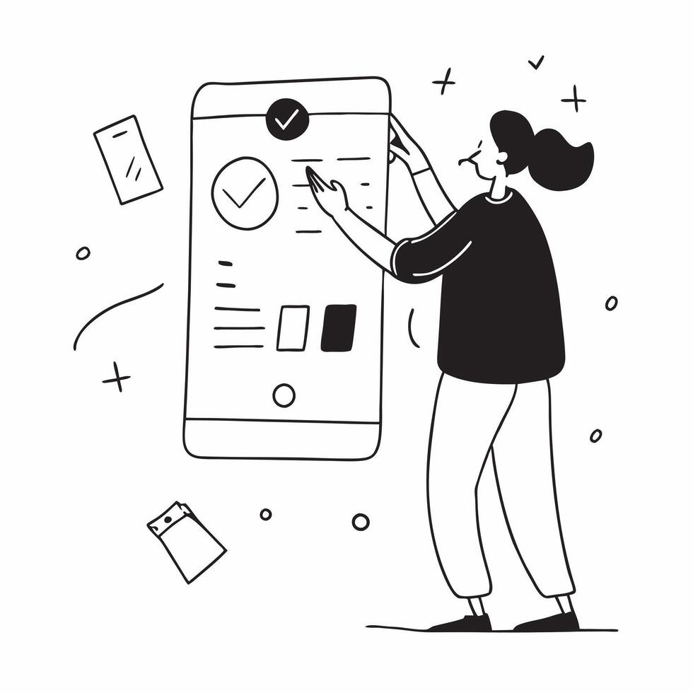 Person Using Mobile Finance App for Tracking Growth concept as A person using a mobile finance app for tracking financial growth on their smartphone with a clean background providi pure vector