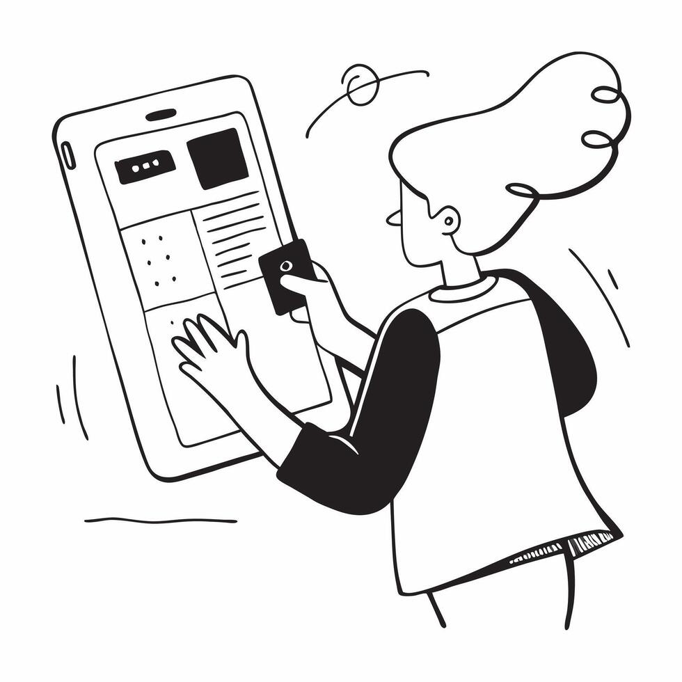 Person Using Mobile Wallet in Store concept as A person using a mobile wallet for payment at a store with a plain background offering space for text or design elements in Photo St pure Set 2 vector
