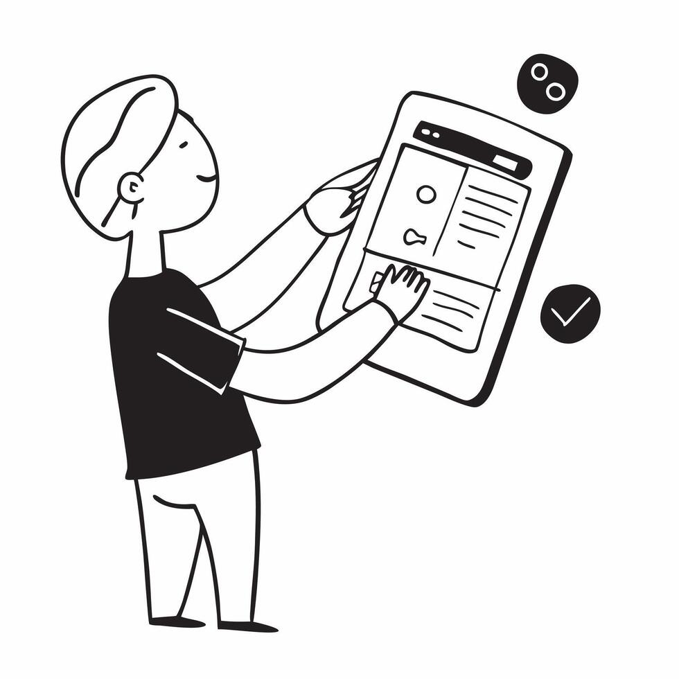 Person Using Savings App on Tablet concept as A person using a savings app on a tablet with a plain background providing space for text or design elements symbolizing savings and f pure vector