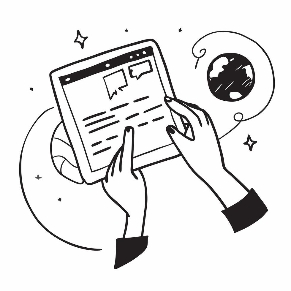 Person Using Tablet with Glossy Abstract Interface concept as A person using a tablet with a glossy abstract digital interface emphasizing creativity and modern technology in remot pure Set 2 vector