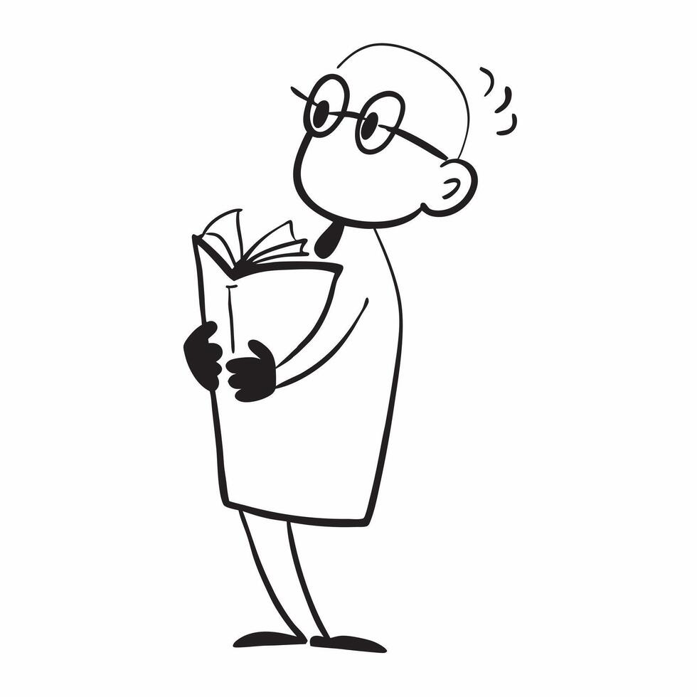 Person with Book and Reading Glasses for Library Service concept as A person holding a book and wearing reading glasses set against a clean background offering space for text or gr pure Set 5 vector