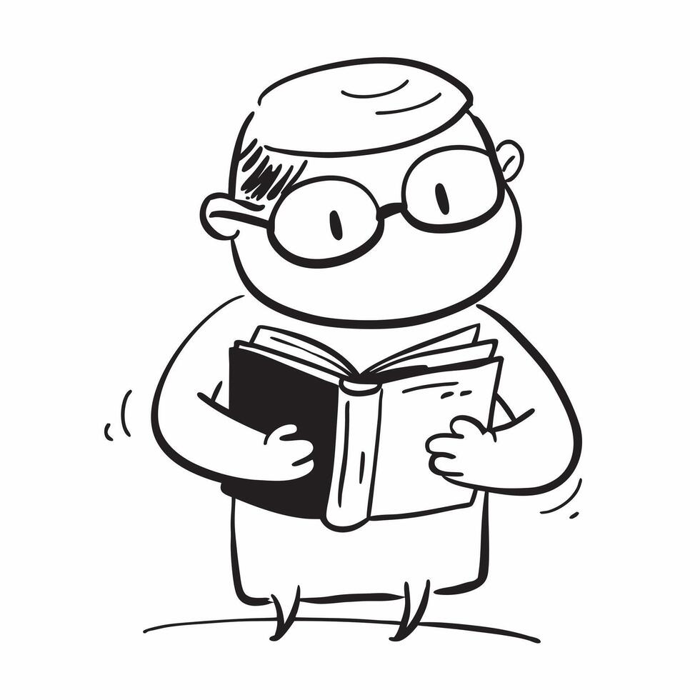 Person with Book and Reading Glasses for Library Service concept as A person holding a book and wearing reading glasses set against a clean background offering space for text or gr pure Set 6 vector