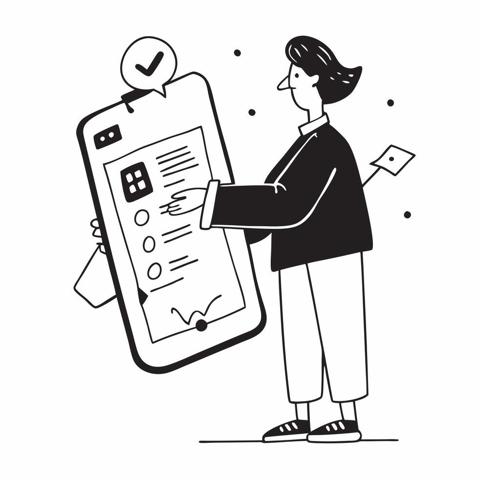 Person with Clipboard and Detailed Service Tracking concept as A person holding a clipboard ensuring detailed service tracking set against a clean background with space for text or pure vector