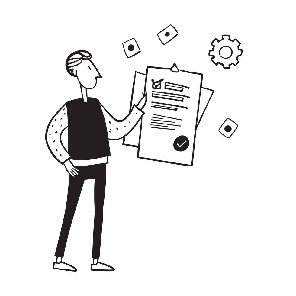 Person with Clipboard and Efficient Service Management concept as A person holding a clipboard providing efficient service management set against a clean background offering space pure vector