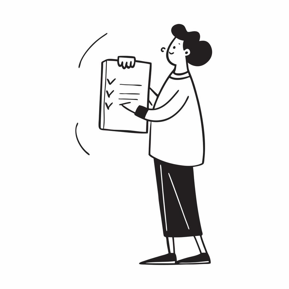 Person with Clipboard and Detailed Service Tracking concept as A person holding a clipboard ensuring detailed service tracking set against a clean background with space for text or pure Set 3 vector