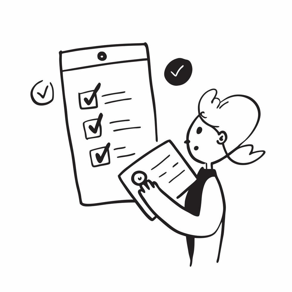 Person with Clipboard and Efficient Service Management concept as A person holding a clipboard providing efficient service management set against a clean background offering space pure Set 2 vector