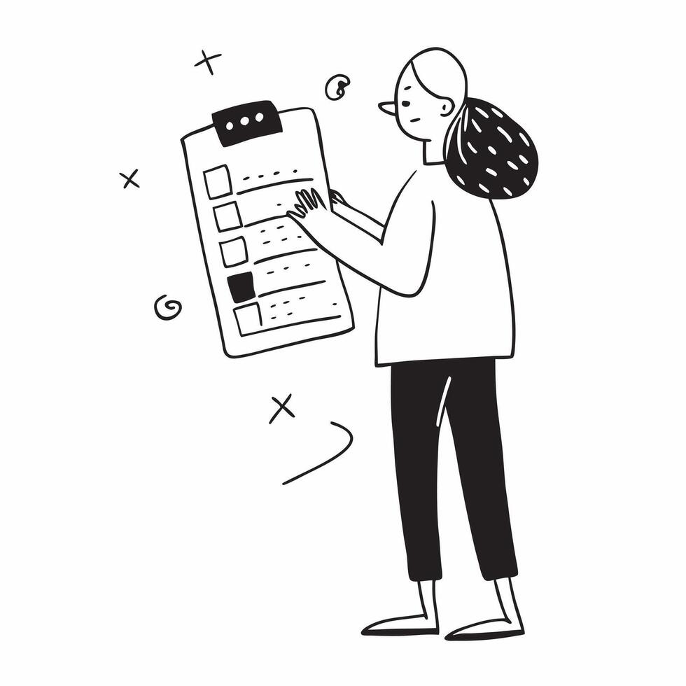 Person with Clipboard and Efficient Service Management concept as A person holding a clipboard providing efficient service management set against a clean background offering space pure Set 3 vector