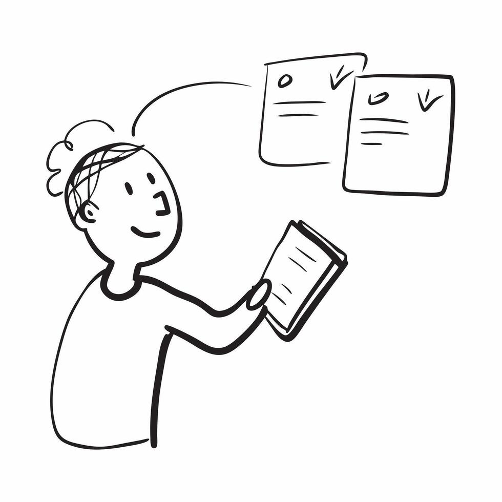 Person with Clipboard and Systematic Service Management concept as A person holding a clipboard ensuring systematic service management set against a clean background offering space pure Set 2 vector