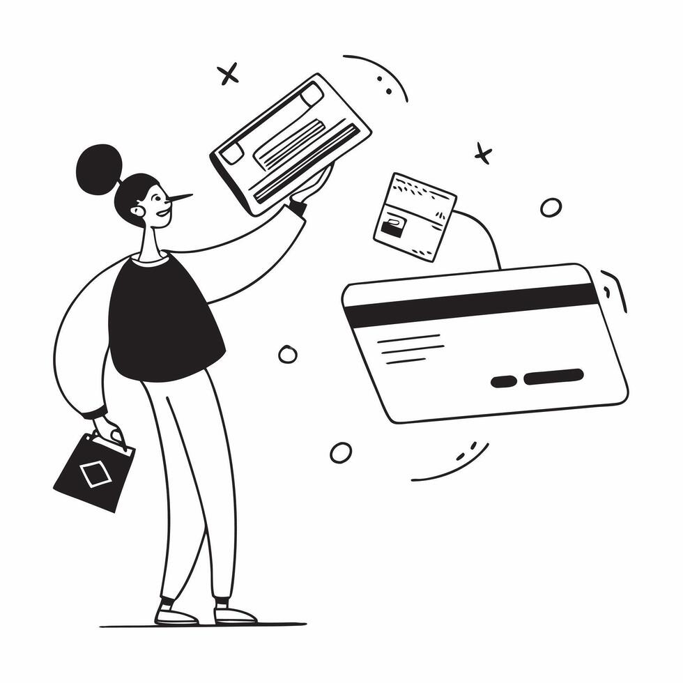 Person with Credit Card and Laptop concept as A person using a credit card and laptop for financial services set against a plain background with space for text or design elements pure Set 2 vector