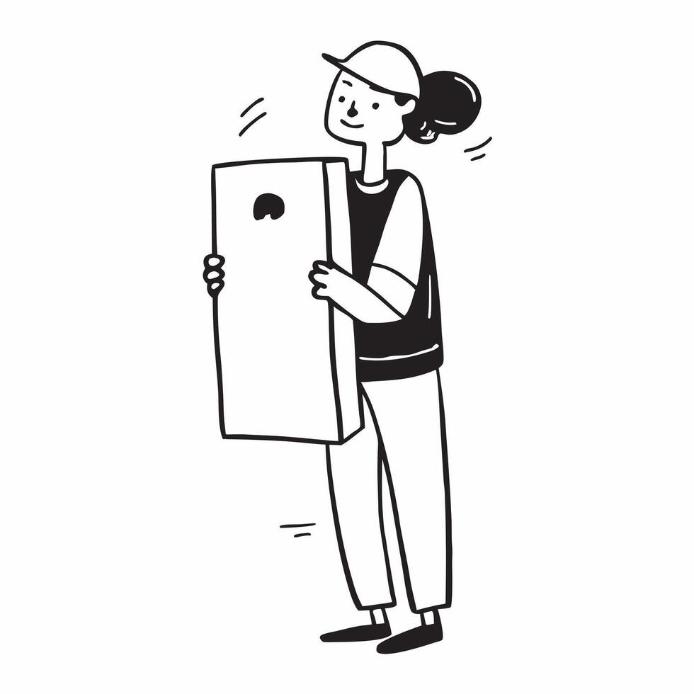 Person with Delivery Bag and Dedicated Service concept as A person holding a delivery bag symbolizing dedicated service set against a clean background offering space for text or gr pure Set 3 vector