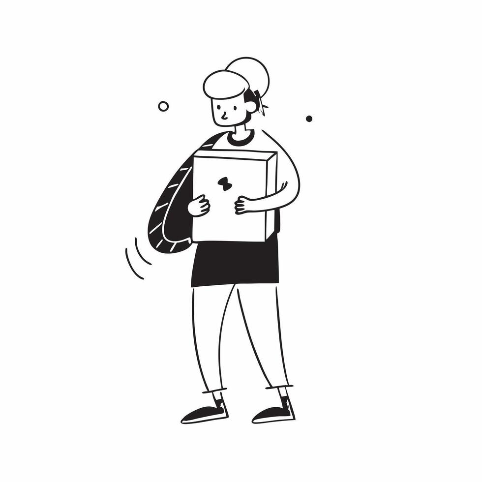 Person with Delivery Bag and Timely Courier Service concept as A person holding a delivery bag symbolizing timely courier service set against a clean background offering space for pure Set 3 vector