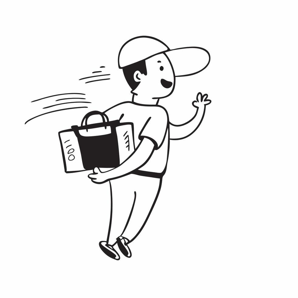 Person with Delivery Bag and Timely Courier Service concept as A person holding a delivery bag symbolizing timely courier service set against a clean background offering space for pure Set 2 vector