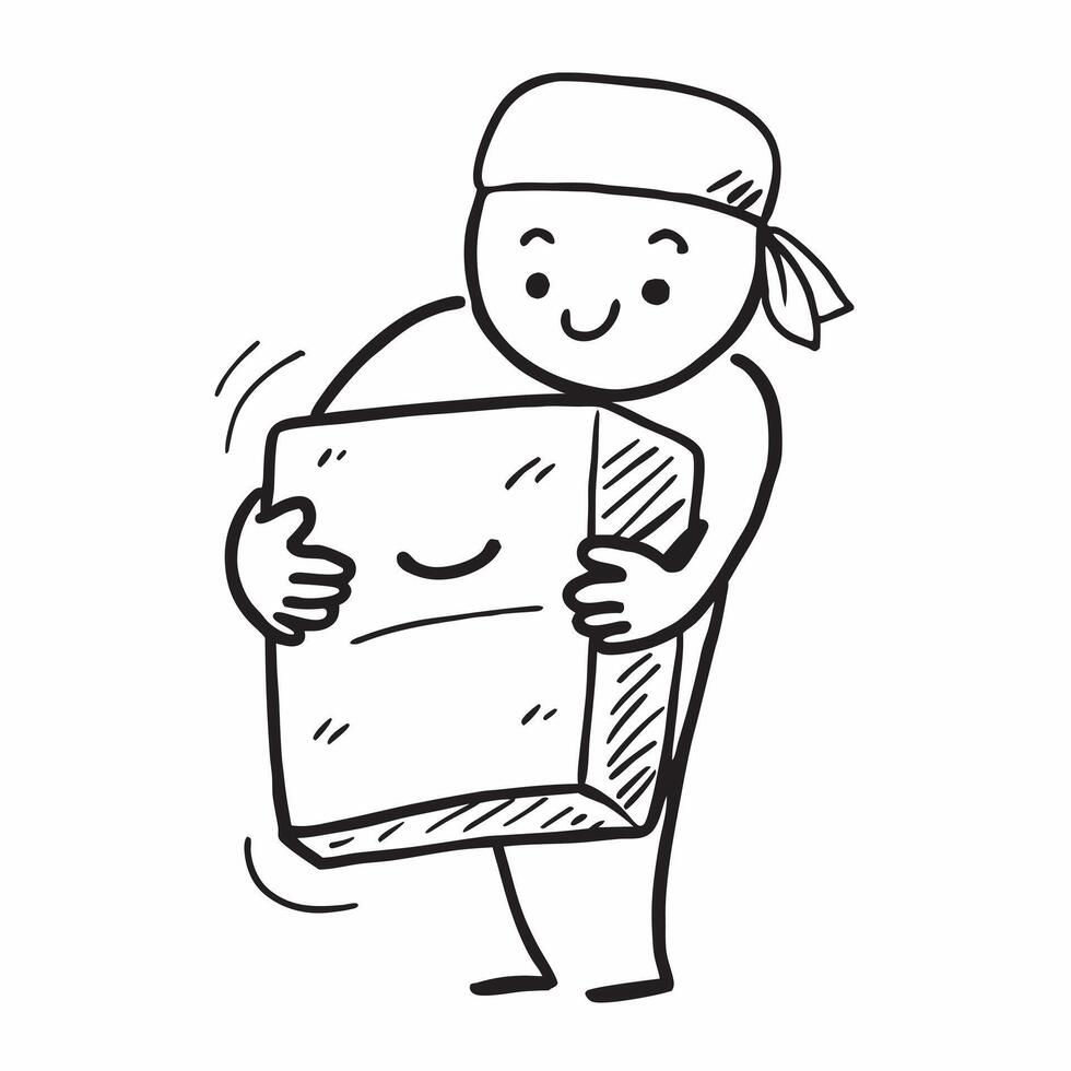 Person with Delivery Box and Customer Service Smile concept as A person holding a delivery box with a bright smile set against a clean background offering space for text or graphic pure Set 4 vector