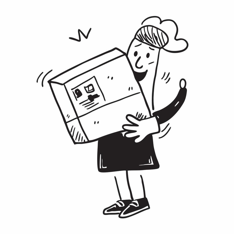 Person with Delivery Box and Customer Service Smile concept as A person holding a delivery box with a bright smile set against a clean background offering space for text or graphic pure vector