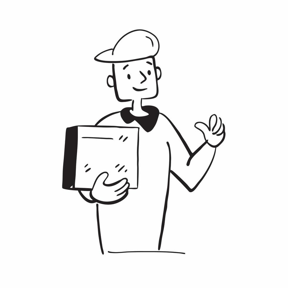 Person with Delivery Box and Professional Courier Service concept as A person holding a delivery box symbolizing professional courier service set against a clean background with sp pure Set 2 vector