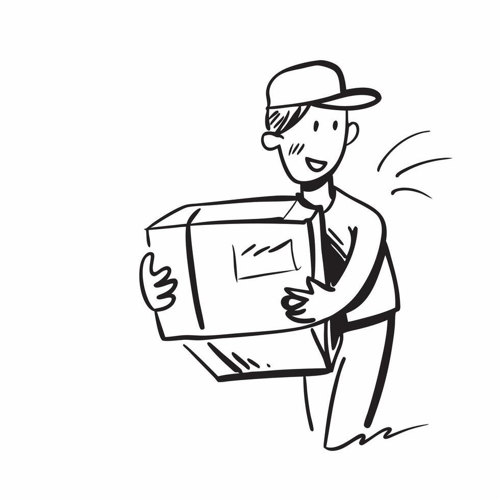 Person with Delivery Box and Professional Courier Service concept as A person holding a delivery box symbolizing professional courier service set against a clean background with sp pure Set 4 vector