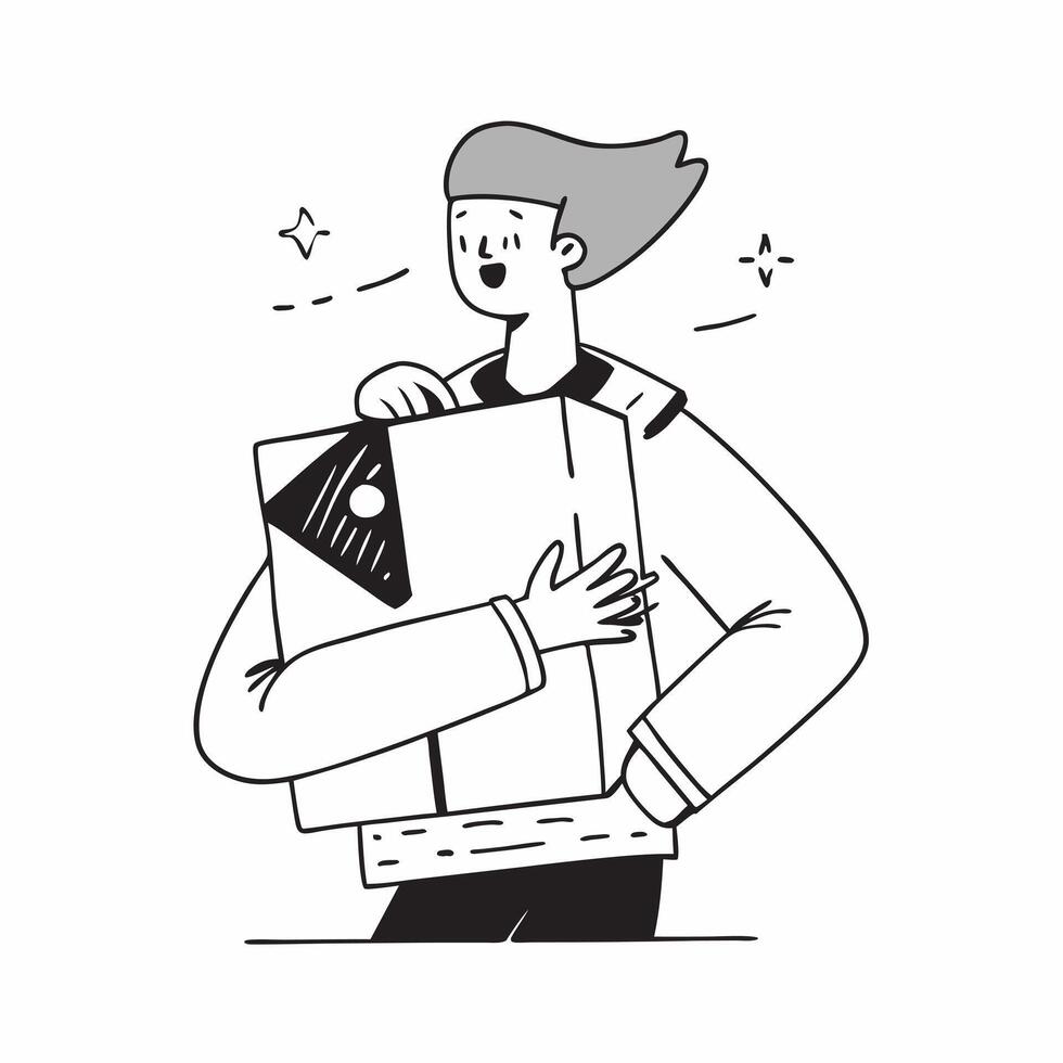 Person with Delivery Box and Trustworthy Courier Service concept as A person holding a delivery box symbolizing trustworthy courier service set against a clean background with spac pure vector