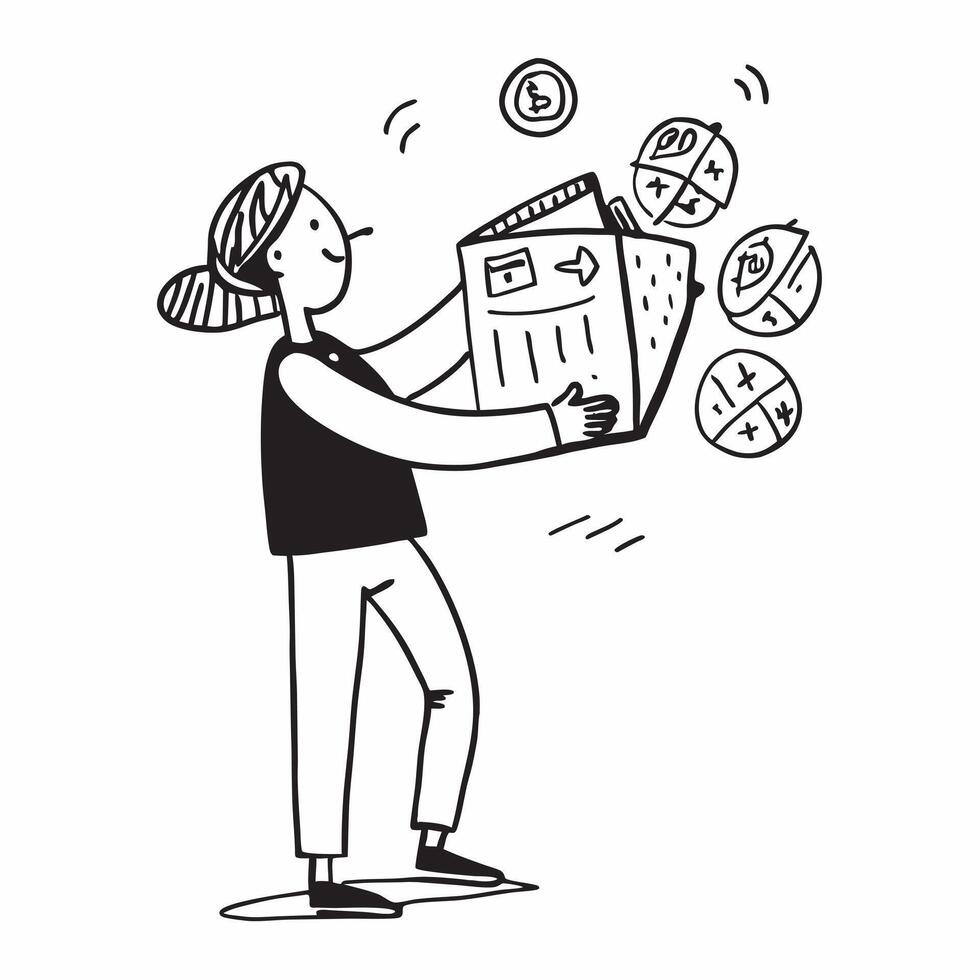 Person with Eco Friendly Investment Portfolio concept as A person holding an eco friendly investment portfolio set against a blank background with ample space for text or design el pure vector