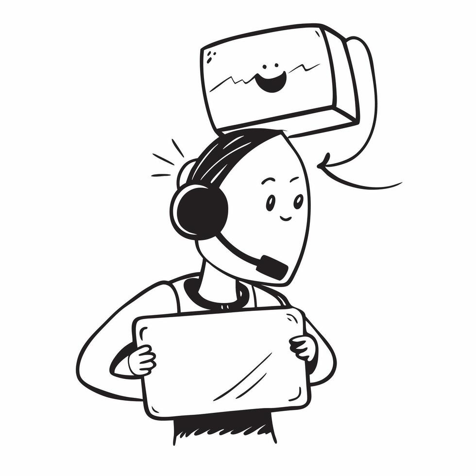 Person with Headset and Efficient Service Delivery concept as A person wearing a headset providing efficient service delivery set against a blank background offering space for text pure vector