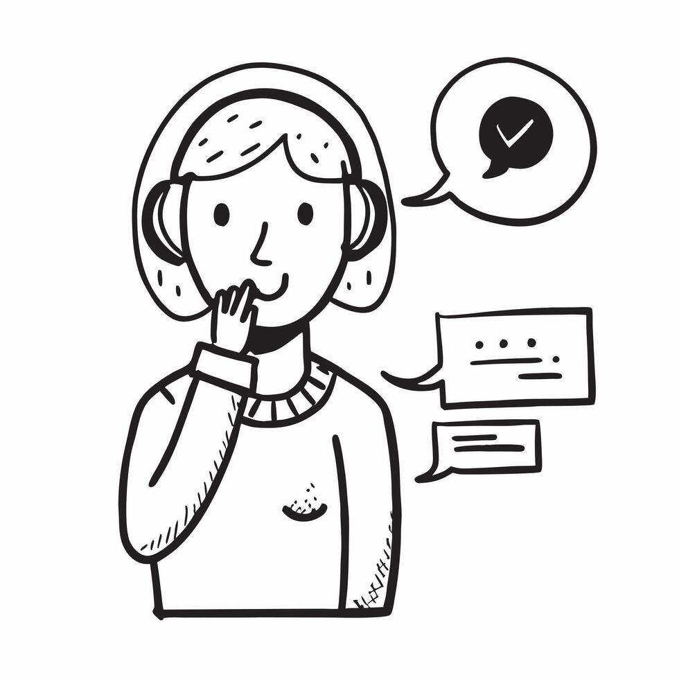 Person with Headset and Excellent Customer Communication concept as A person wearing a headset and communicating with customers set against a blank background with ample space for pure vector