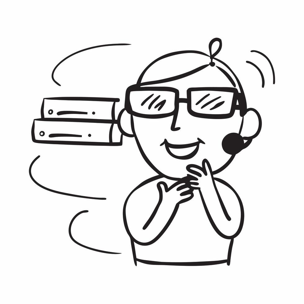 Person with Headset and Efficient Service Delivery concept as A person wearing a headset providing efficient service delivery set against a blank background offering space for text pure Set 4 vector