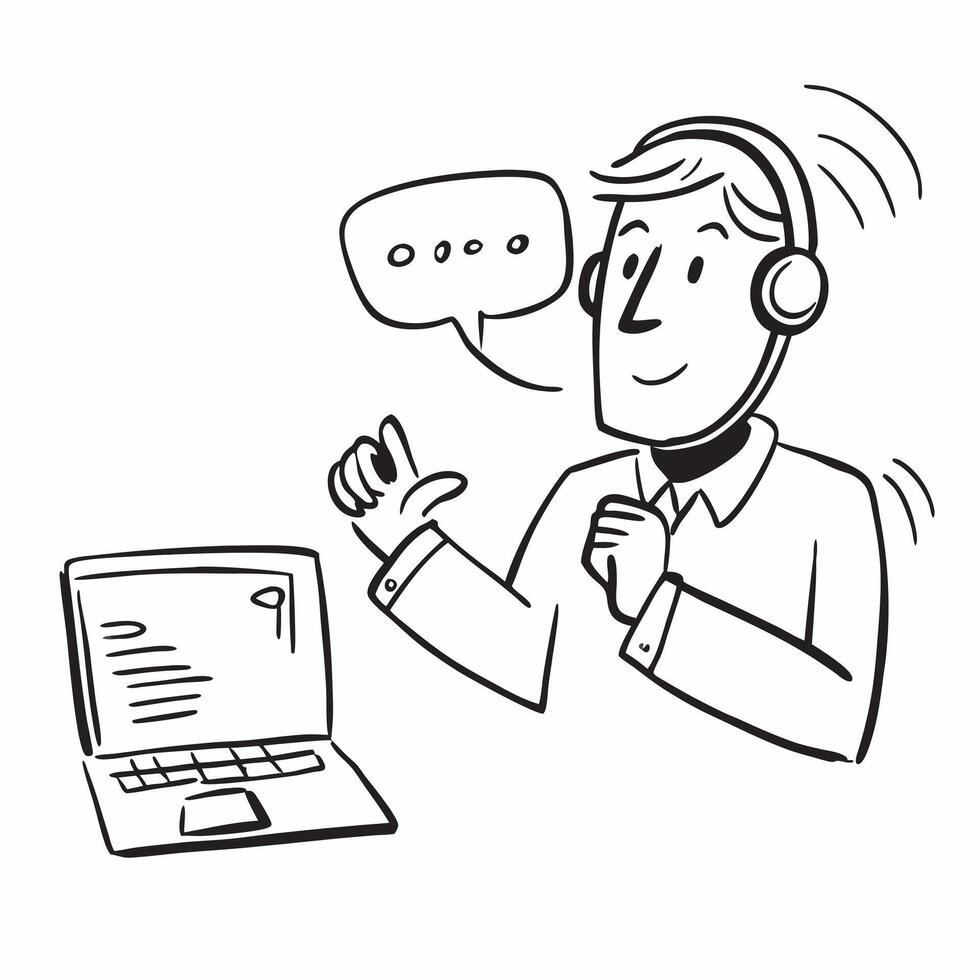 Person with Headset and Responsive Customer Service concept as A person wearing a headset providing responsive customer service set against a blank background with ample space for pure Set 4 vector
