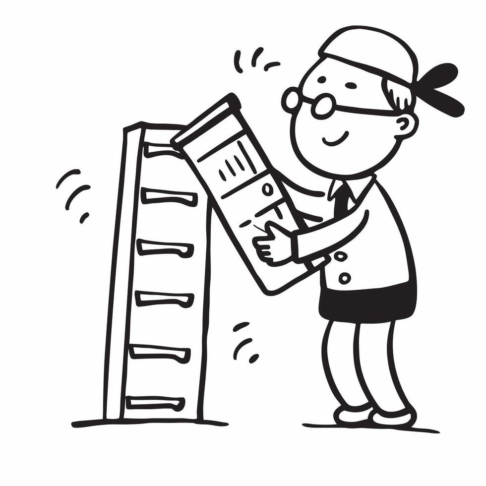 Person with Ladder and Paint Can for Home Painting Service concept as A person holding a ladder and paint can set against a clean background offering space for text or graphics sym pure Set 6 vector
