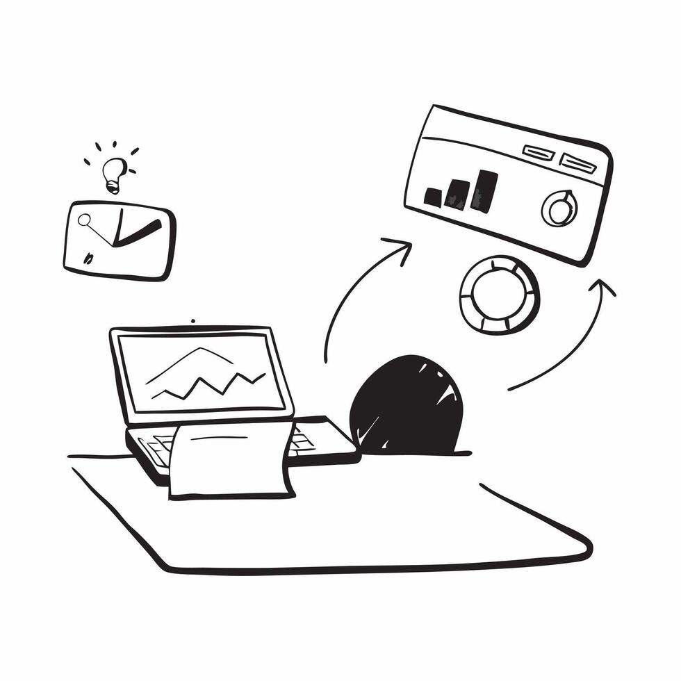 Person with Laptop and Charts for Financial Service concept as A person using a laptop with charts set against a clean background offering space for text or graphics symbolizing ef pure Set 5 vector
