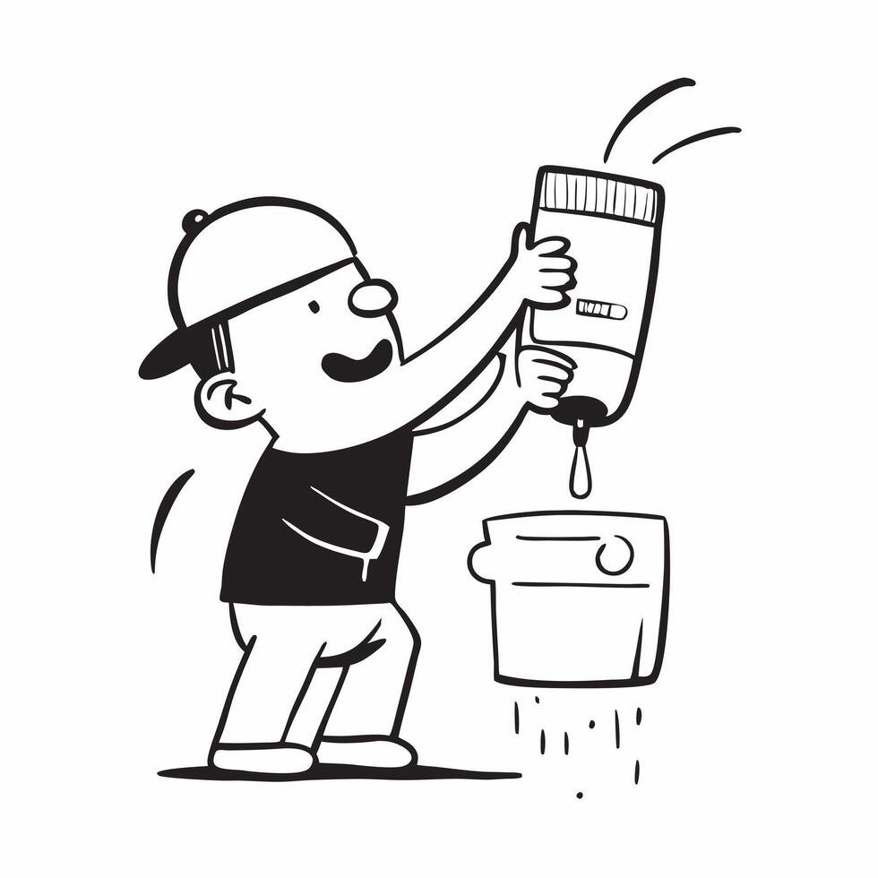 Person with Ladder and Paint Can for Home Painting Service concept as A person holding a ladder and paint can set against a clean background offering space for text or graphics sym pure Set 5 vector